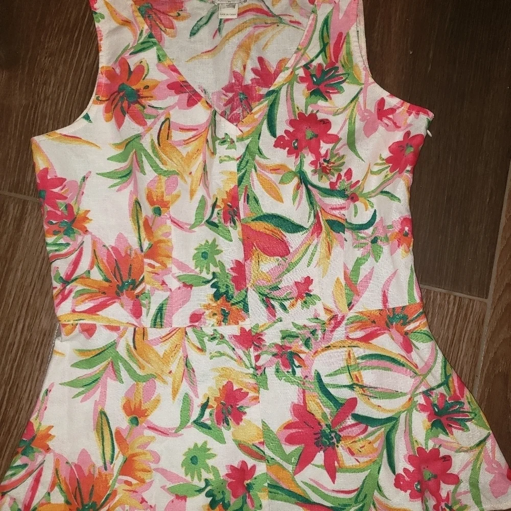 J CREW PEPLUM LINEN TROPICAL TOP SZ 00
